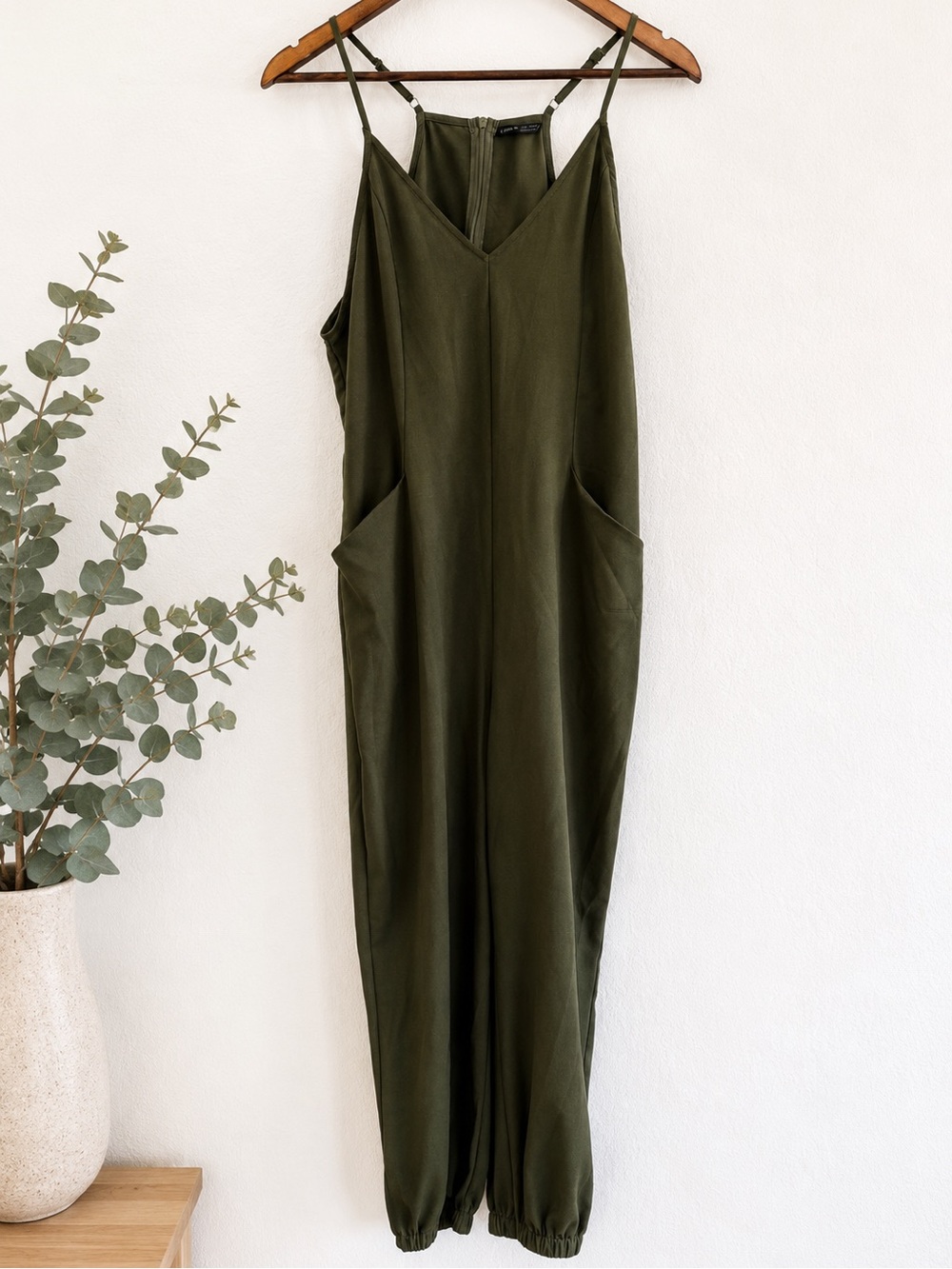 SHEIN Olive Green Cami V-Neck Jumpsuit